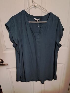 Reitmans Teal Split-V Cap Sleeve Reitmans Casual Office Summer Size XL Blouse